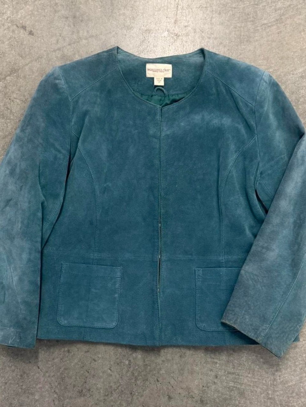 Liz Claiborne Teal Suede Zip-Front Jacket